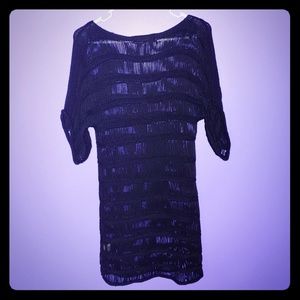 Open knit dark academia style black sweater dress